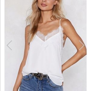 Nasty gal white tank with lace